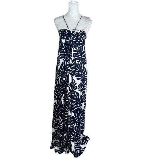 Karina Grimaldi Lotus Maxi Dress in Navy Palm Print Size XS - Picture 5 of 11